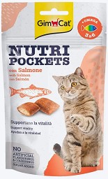 Лакомства за котки GimCat Nutri Pockets - 60 г, със сьомга и Омега 3 и 6
