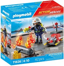 Playmobil Action Heroes - Пожарникар с водна помпа — 71826
