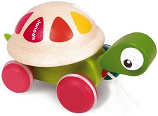 Дървена играчка за дърпане Janod - Костенурка - От серията Zigolos — J08236