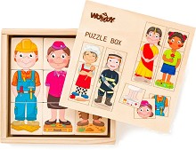 Професии и раси - 12 дървени пъзела от 3 части — Woodyland 90329
