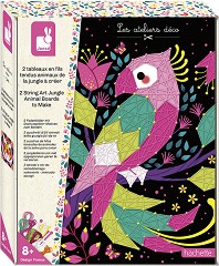 Декорирай картини с конци Животни от джунглата - Janod - Творчески комплект от серията Les Ateliers Deco — J07970