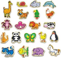Дървени магнитни Животни - Viga Toys - От 20 части — 58923