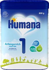 Адаптирано мляко за кърмачета Humana 1 - 800 g, за 0-6 месеца - продукт