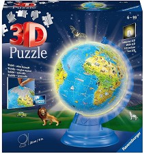 Детски глобус - 3D пъзел от 180 части с LED светлини — Ravensburger 11288