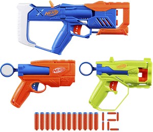 Nerf - Троен комплект - 3 бластера с 12 стрелички — F9840