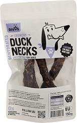 Натурални лакомства за кучета Divus Chewing Treat - 150 г, от дехидратирани патешки шийки