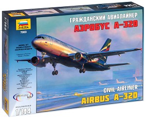 Пътнически самолет - Airbus A-320 - Сглобяем авиомодел — Zvezda 7003