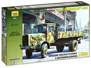 Немски военен камион с дървена кабина - Mercedes-Benz L4500A - Сглобяем модел — Zvezda 3647