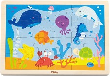 Океан - Дървен пъзел от 24 части в подложка — Viga Toys 50200