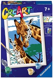 Нарисувай картина със Сладки жирафи - Ravensburger - Творчески комплект с акрилни бои от серията CreArt — 23615