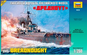 Линкор на английския флот - Dreadnought - Сглобяем модел — Zvezda 9039
