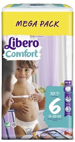 Пелени Libero Comfort 6 - 32÷70 броя, за бебета 13-20 kg - продукт
