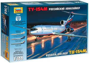 Руски пътнически самолет - Ту-154M - Сглобяем авиомодел — Zvezda 7004