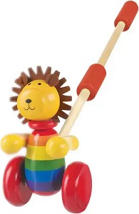 Дървена играчка за бутане Лъв - Orange Tree Toys - От серията Animals Collection — OTT02667