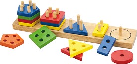 Дървен сортер низанка Геометрични фигури - Viga Toys — 58558