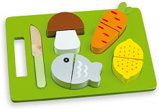 Дървени храни за рязане Andreu Toys - Обяд - С ножче и дъска — 16403