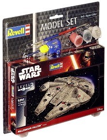 Космически кораб - Millennium Falcon - Сглобяем модел от серията "Revell: Star Wars" - комплект с лепило и боички — 63600