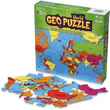 Карта на света - Пъзел от 66 части в нестандартна форма от колекцията Geo puzzle