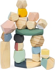 Игра за баланс с дървени камъчета Janod - От 20 части, от серията Sweet Cocoon — J04401