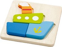 Кораб - Дървен пъзел от 4 части в подложка — Viga Toys 50171