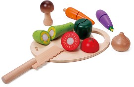 Дървени зеленчуци за рязане Classic World - С дъска и ножче — 2825