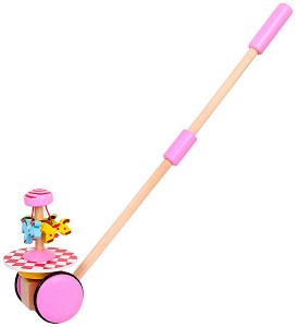 Дървена въртележка за бутане - Pink — Smart Baby ACT160-3