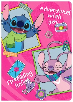 Тетрадка с тесни и широки редове Stitch & Angel - Формат A5 с 20 листа на тема Лило и Стич