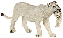 Фигурка на бяла лъвица с малко лъвче Papo - От серията Диви животни — 50203