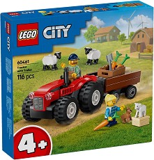 LEGO City - Червен фермерски трактор с ремарке и овца - Детски конструктор — 60461