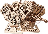 V8 Двигател - Механичен 3D дървен пъзел от 776 части — Ugears U-70264