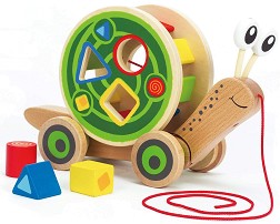 Охлюв - Дървена играчка за дърпане — HaPe