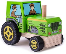 Дървена низанка трактор - Bigjigs Toys — BB125