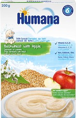Инстантна млечна каша с елда и ябълка Humana - 200 g, за 6+ месеца - продукт