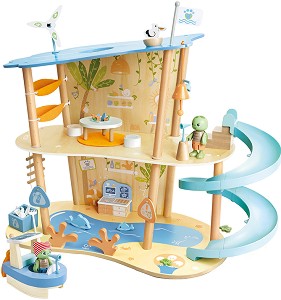 Океанска спасителна база - HaPe - Дървени фигурки за игра от серията Green Planet Explorers