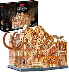 Скелет на Мамут - Светещ 3D пъзел от 463 части на тема Natural Museum — CubicFun L547h