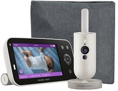 Видео бебефон Philips Avent Premium Connected SCD971/26 - С Wi-Fi, технология Sense IQ, температурен датчик, мелодии, нощно виждане и възможност за об