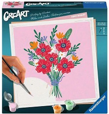 Нарисувай картина Маков букет - Ravensburger - Творчески комплект с акрилни бои от серията CreArt — 25519