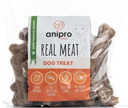 Лакомства за кучета anipro - 40 броя, от телешка кожа, от серията Real Meat, за 4+ месеца