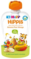 Био плодова закуска с банан, круша и манго HiPP HiPPiS - 100 g, за 4+ месеца - пюре