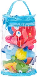 Гумени играчки за баня Fillikid Play Animals - 6 броя с торбичка за съхранение — TL812-5
