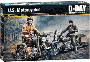 Американски военни мотори - Harley Davidson - Комплект сглобяем модел и фигури — Italeri 322