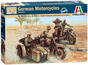 Германски военни мотори - BMW R75 - Сглобяем комплект от 30 фигури на войници и мотори — Italeri 6121