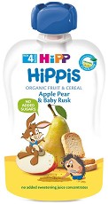 Био плодова закуска с ябълка, круша и сухари HiPP HiPPiS - 100 g, за 4+ месеца - пюре