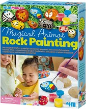 Оцвети сам камък с животни - 4M - Творчески комплект от серията Kidz Maker — 4m-04756