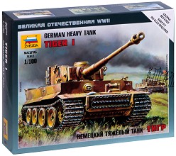 Немски тежък танк - Tiger I Early Production - Сглобяем модел от серията "Великата отечествена война" — Zvezda 6256