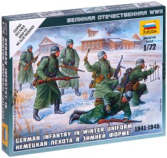 Германски войници в зимни униформи - Комплект от 5 сглобяеми фигури от серията "Великата отечествена война" — Zvezda 6198