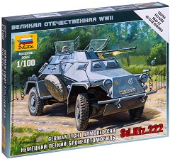 Германски военен автомобил - Sd.Kfz.222 - Сглобяем модел от серията "Великата отечествена война" — Zvezda 6157