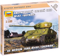 Американски среден танк - Sherman M4A2 - Сглобяем модел — Zvezda 6263