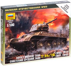 Съветски среден танк - Т-34/76 - Сглобяем модел от серията "Великата отечествена война" — Zvezda 6159
