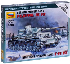 Германски среден танк - Pz. Kpfw. IV F2 - Сглобяем модел от серията "Великата отечествена война" — Zvezda 6251